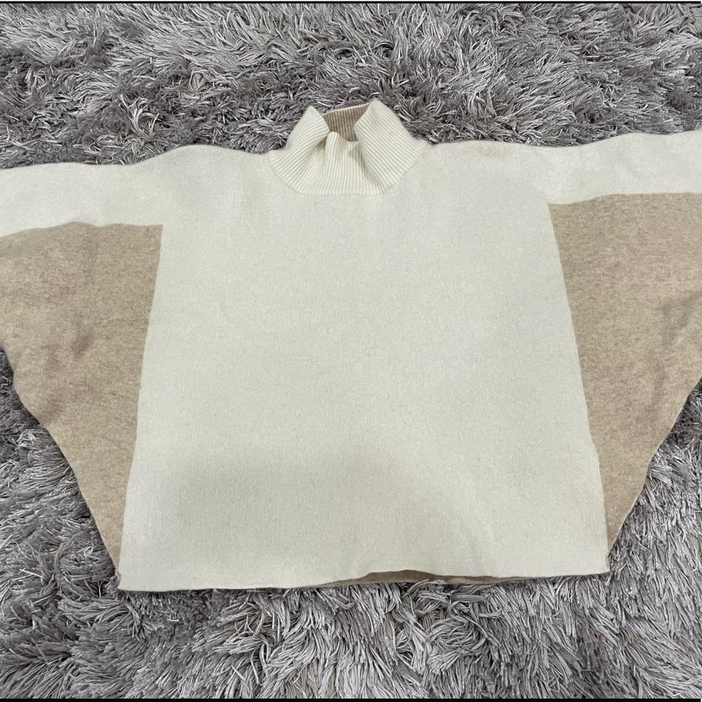 Note di Anita Wool Cashmere Blend Turtleneck Poncho O/ S FLAW